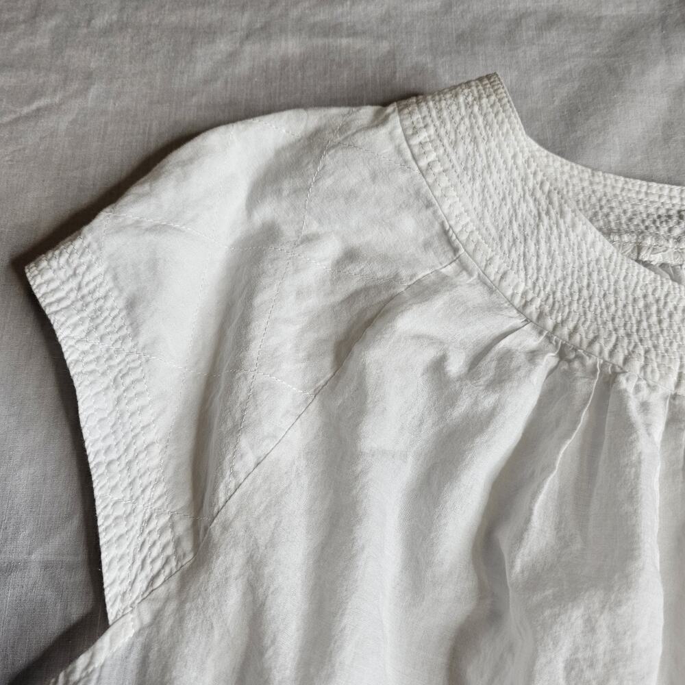 Madewell White Lace Hem Blouse Women's Size Xl Cap Sleeves Dainty Cottage Praire - Picture 3 of 9
